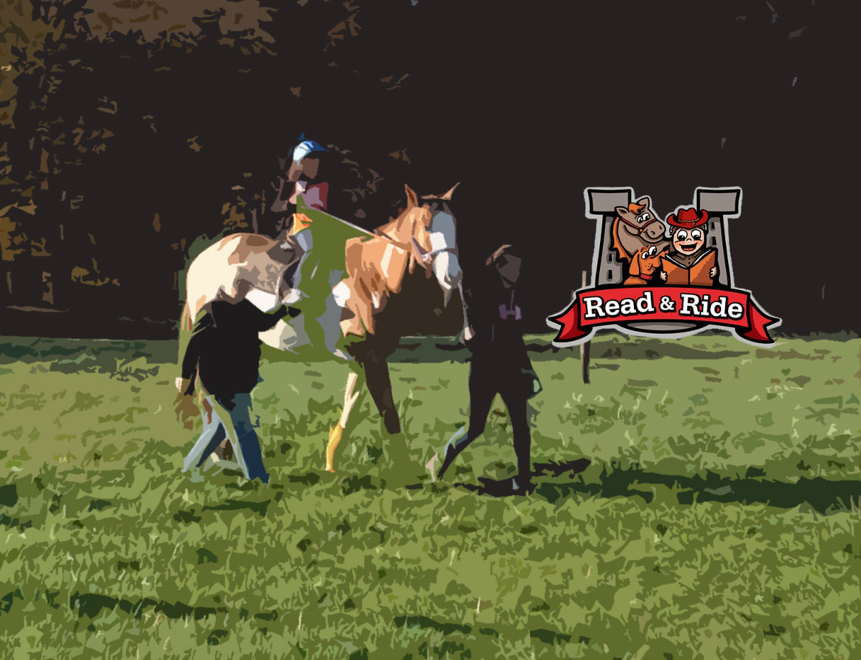 Child horseback riding at Read & Ride program